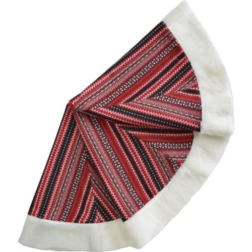 Free Shipping 48inch Knitted red Snowflake Christmas Tree Skirt High quality skirt with faux fur border Decoration