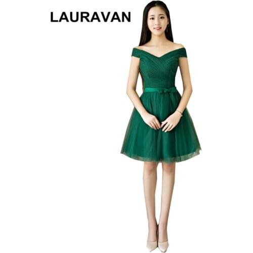 Off the shoulder boat neck short girls princess ball bridesmaid gowns dress formal fashion 2020 for ladies for party wedding