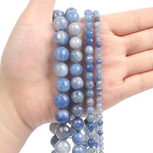 1Strand/Lot 4/6/8/10/12mm Natural Stone Blue Aventurine Round Beads Loose Spacer Bead For Jewelry Making DIY Accessories