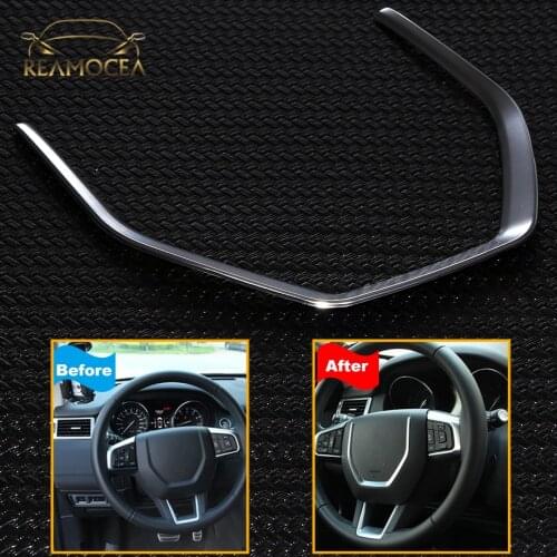 Reamocea 1Pc For Land Rover Discovery Sport 2015 2016 2017 ABS Chrome Car Interior Steering Wheel Frame Cover Trim
