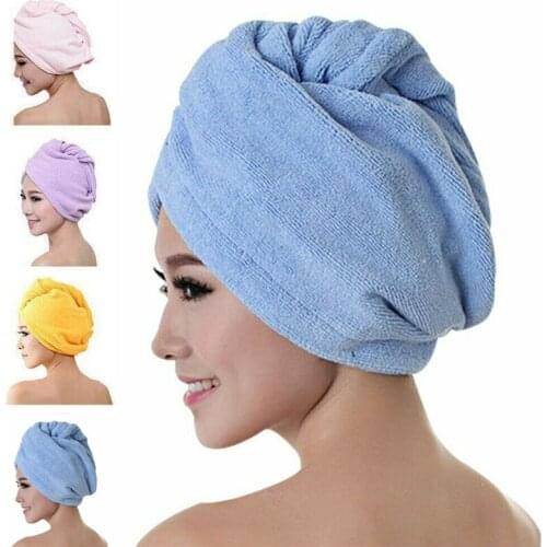 1pcs Microfibre After Shower Hair Drying Wrap Womens Girls Ladys Towel Quick Dry Hair Hat Cap Turban Head Wrap Bathing Tools