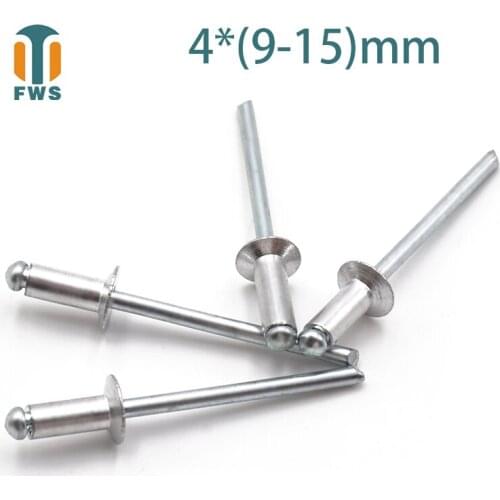 10PCS M4 Multi Size Aluminium Open End Countersunk Head Break Mandrel Blind Rivet Nail Pop Rivets for Furniture Car Aircraft