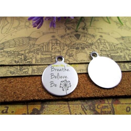10pcs--stainless steel charms"Breathe. Believe. be " 5 style for choosing DIY Charms Pendants