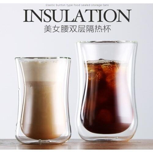 320MLcreative Hand Cup Heat-resistant Glass Tea Cup Anti-scalding Coffee Double Glass Espresso Coffee Cup