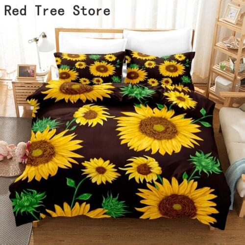 3D Digital Print Sunflower Bedding Set Plants Flower Duvet Cover For Bedroom Decor Sets Home Textile Couple Luxury Quilt Cover