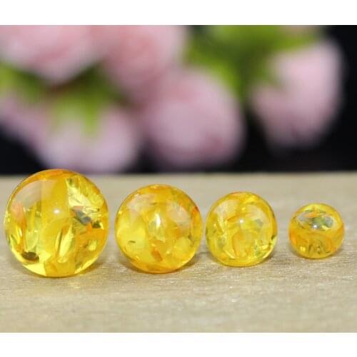 50pcs/lot Pretty Round Ambered Color Round Ball Spacer Beads 6mm 8mm 10mm 12mm Handmade Charm Loose Resin Beads DIY Jewelry Make