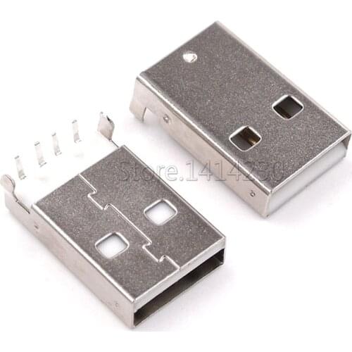 50Pcs USB 2.0 Male A Type USB PCB Connector Plug 90 degree Male USB Connectors 4Pins DIP