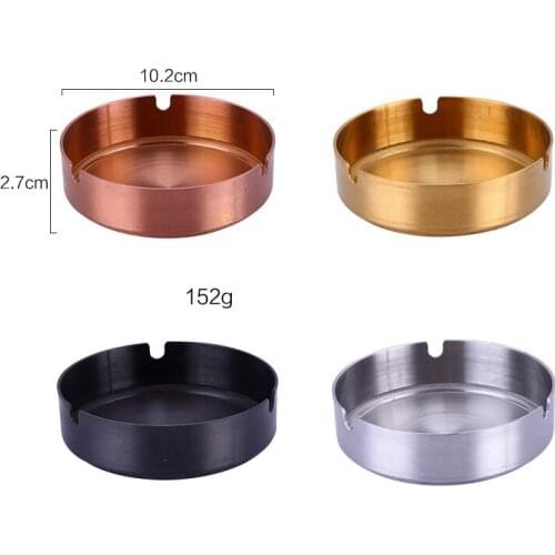 50pcs Thickened Durable Stainless Steel Ashtray Gold Silver Rose Gold Black Bar Ash Tray Novelty Items W9733