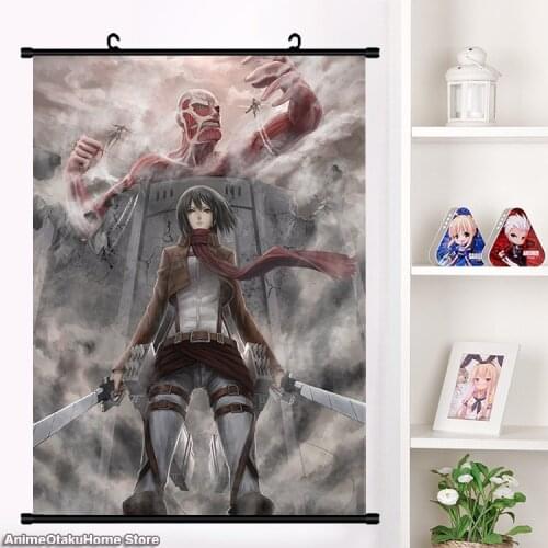 Anime shingeki no kyojin Attack on Titan Eren Jaeger Ackerman Wall Scroll Mural Poster Wall Hanging Poster Home Decor Gift