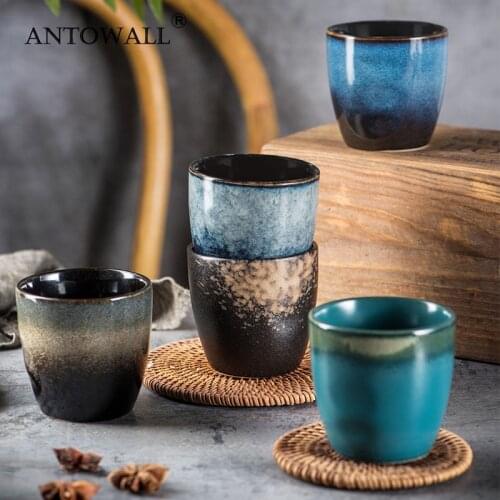 ANTOWALL 150ml Japanese Retro Teacup Ceramic Handmade Tea Water Cup Wholesales Restaurant Dropshipping Retro Wine Coffee Cup