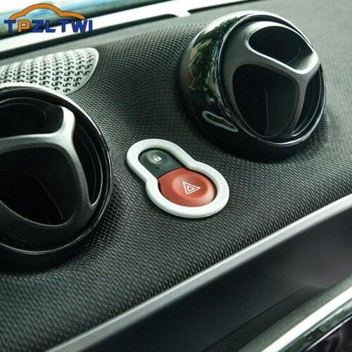 Car Interior Warning Light Lamp Switch Warning Button Trim Cover Sticker For Mercedes Smart Fortwo Forfour 453 Car Accessories