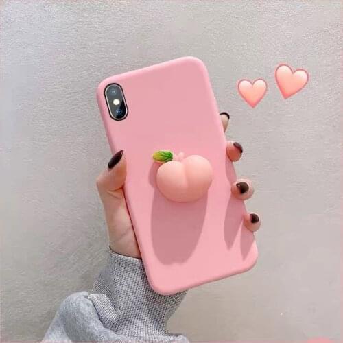 3D Peach Stress Reliever Soft Phone Case For Samsung S10 Plus S20 S21 S9 Note 9 note 10 Note 20 A7 A6 A9 2018 M21 M51 TPU Cover