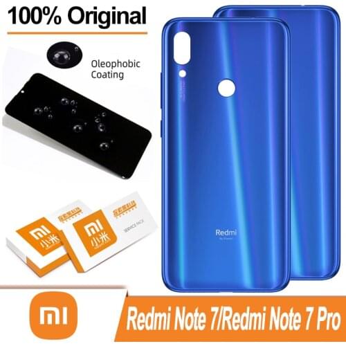100% Original Back Housing for Xiaomi Redmi Note 7 / Note 7 Pro Back Cover Battery Glass Rear With Adhesive Sticker Repair Parts
