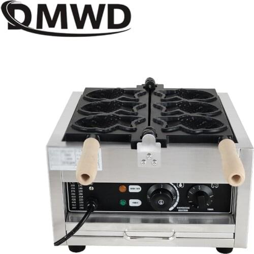 DMWD Electric Fishes Shape big fish cone Waffle Maker Commercial Open Mouth ice cream taiyaki Machine Muffin Iron oven 110V 220V