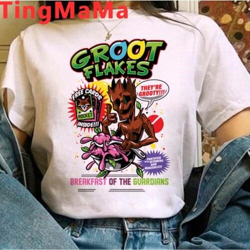 Kawaii Cartoon Baby Groot T Shirt Women Summer Tops Anime I Am Groot Graphic Tees Women Funny Groot Unisex Tops T-shirt Female