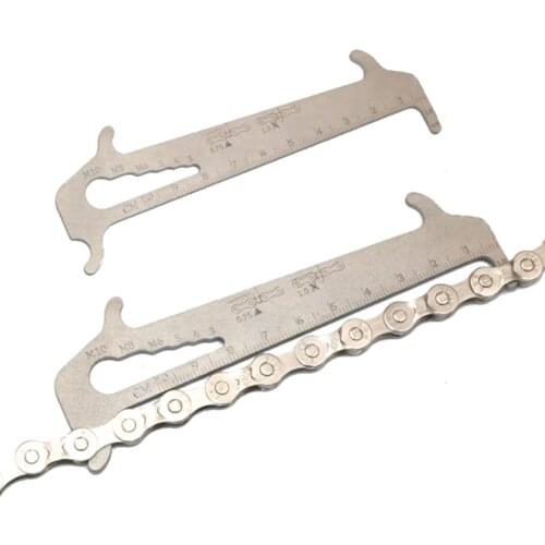 Bicycle Chain Checker Wear Indicator Stainless Steel Card Chain Gauge Ruler Cycling MTB Mountain Bike Hook Bolt Measuring Tool