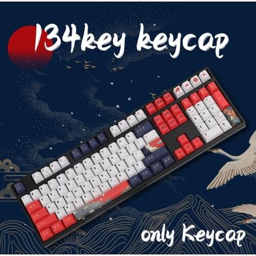 Red-crowned crane Keycaps Cherry Profile Dye Sub PBT Keycap For Cherry MX Switch 61/87/104/108 Mechanical Keyboard