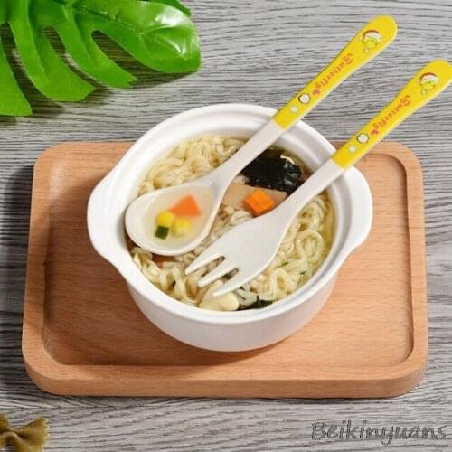 Baby feeding cartoon printing spoon fork training cutlery tableware infant child safety feeding school supplies