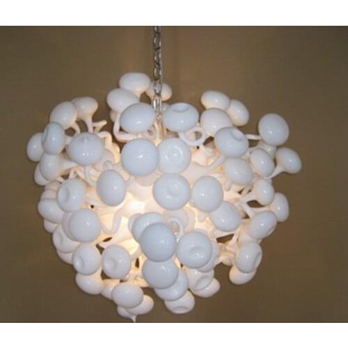 LR055 - Free Shipping Great Mushroom Designed White Murano Glass Chandelier