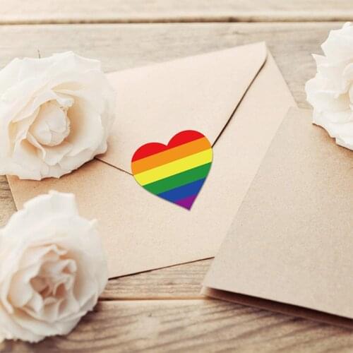 Fashion Striped Heart Shaped Sticker Rainbow Heart Ribbon Sticker Small Fresh Cute Multi-Purpose Stickers For Decoration New