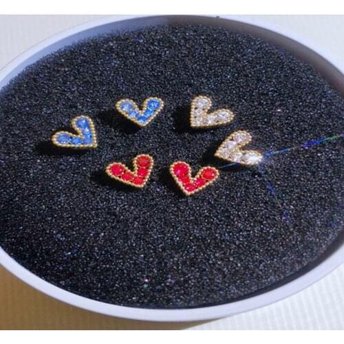 Trendy Minimalist Mini Small Love Heart Stud Earrings for Women Student Teen Rhinestone Crystal Prevent Allergy Jewelry