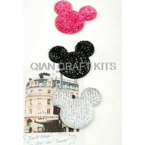 Set of 50 pcs large flat back glitter bling mouse glitter cabochons charm for cell phone card scrapbook, hair bow clips 1.4inch