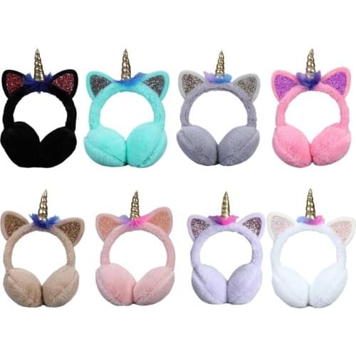 New Fashion Winter Ear Muffs Kids Lovely Thicken Plush Unicorn Warmer Earmuffs Oreille New Ear Cover Oorwarmers Dames