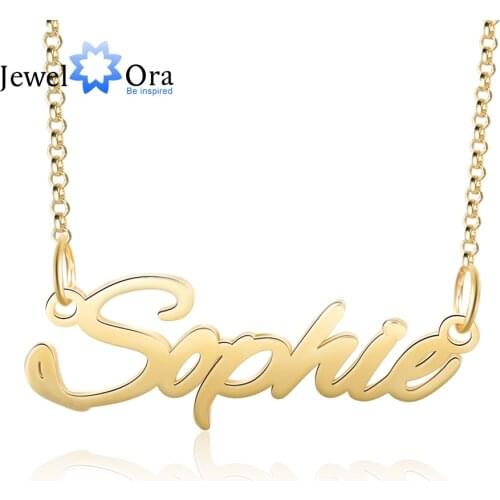 Personalized Copper Custom Made Nameplate Pendant Necklace 3 Colors Women Customized Letter Necklaces Anniversary Jewelry