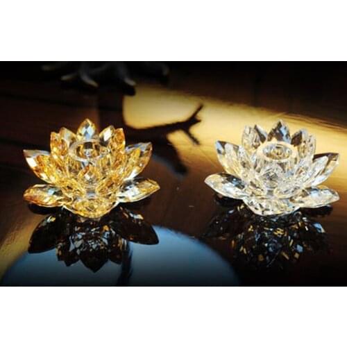 Lotus Crystal Glass Candle Holders Crafts Christmas Candlestick Candelabra Wedding Centerpieces Home Decoration Accessories