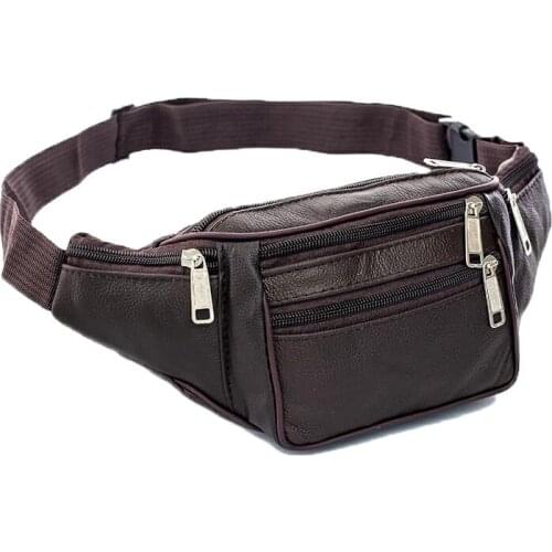 2019Fashion Men Woman Genuine Leather Waist PacksMen Organizer Travel Waist Pack Necessity Waist Belt Mobile Phone Bag Waist Bag