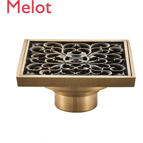 Professional Production of European Style Bathroom Retro Square 10C Antiqued Bronze Brass Deodorant Floor Drain