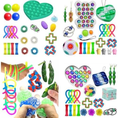 5/19/29PCS Pack Fidget Sensory Toy Set Stress Relief Toys Autism Anxiety Relief Stress Pop Bubble Fidget Toys For Kids Adults