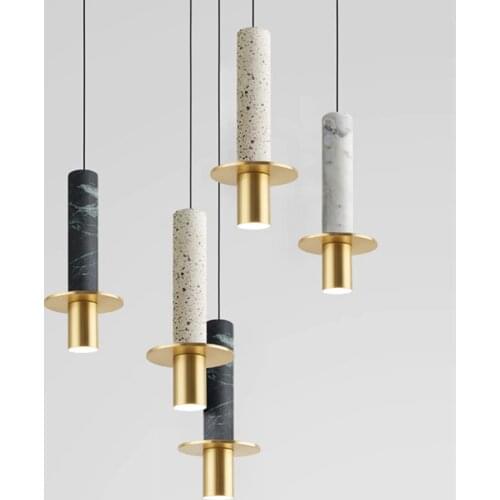 Modern style luxury chandelier Personality artistic marble Living room lamp special cafe bar terrazzo stairs long led downlight