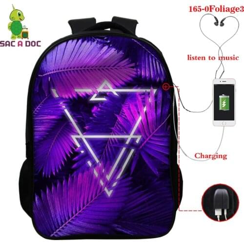 Nature Foliage Shine Backpack Fashion Kids Schoolbags 3D Fashion Boys&Girls Beautiful Triangle Mochila Teenagers Back To School