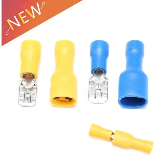 100pcs 50pairs 6.3mm Female Male Electrical Wiring Connector Insulated Crimp Terminal Spade FDFD2-250 MDD2-250