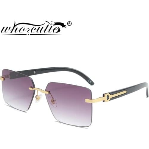 Fashion Rimless Rectangle Sunglasses Women 2021 Brand Design Frameless Shades Men Trendy Metal Square Sun Glasses Sunnies Oculos