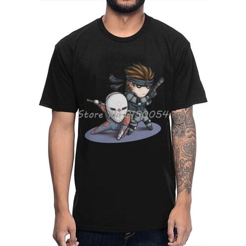Cute Cartoon Print Metal Gear Solid Fox And Snake T-Shirt Men Cotton O-neck T Shirt Anime Tshirt Tees Tops Harajuku