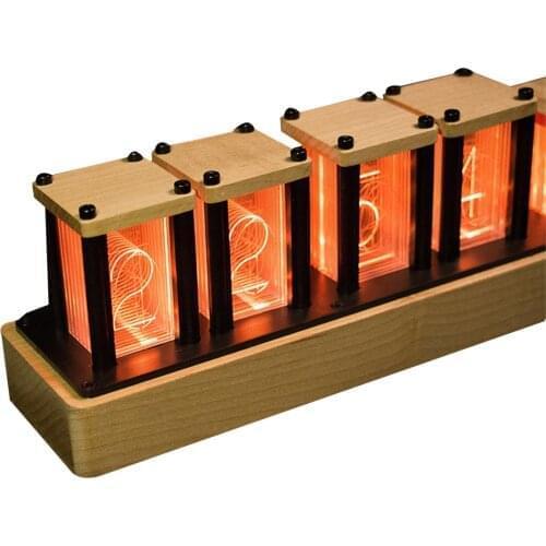 RGB Imitation Tube Lights Digital Clock Glow Clock LED Solid Wood Ornament Fluorescent Desk Clock Semi-Finished