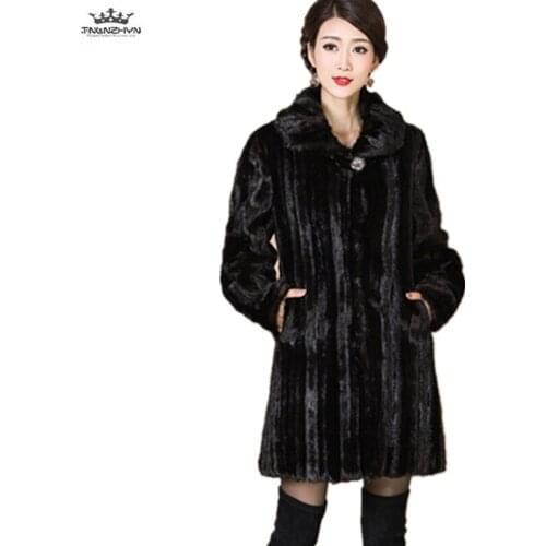 Warm Mink Fur Jacket Plus Size M-5XL Loose Female High-end Fur Jackets Parka Women Winter Luxury Coat Long Thick Fur Coats A66