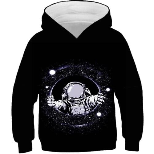 3D The Starry Sky Astronaut Hoodie Kids Long Sleeve Hoodie Cartoon Space Moon Boy Girls Casual Autumn Personality Hoodie