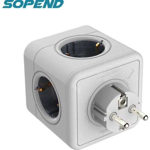 Sopend 2 USB Power Strips Plug Socket Extension EU with Multi Outlet 4 Smart Ports Powercube for Office Home Charger Electronic