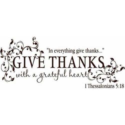 "Give Thanks With a Grateful Heart "Thanksgiving Vinyl Wall Art Sticker Bible Verse Wall Decals For Home Living Room Decoration