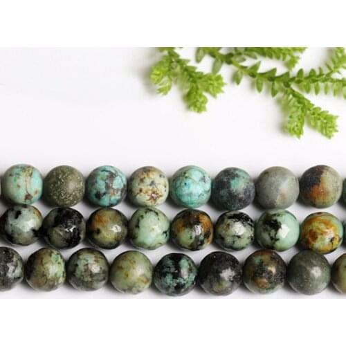 High Quality Natural African Turquoises Stone 4/6/8/10/12mm Round Necklace Bracelet Jewelry DIY Gems Loose Beads 38cm wk107