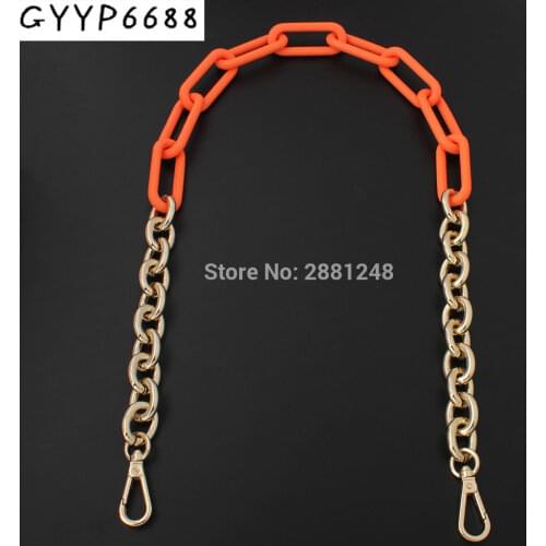 Bright color orange 60cm 120cm bag resin aluminum light chain + hook strap thick plastic purse handles for bags purse bag