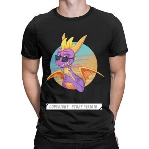 Funny Summer Vibes T Shirts for Men Round Neck Tee Shirt Spyro the Dragon Purple Dragon Game Tee Shirt Christmas Shirt