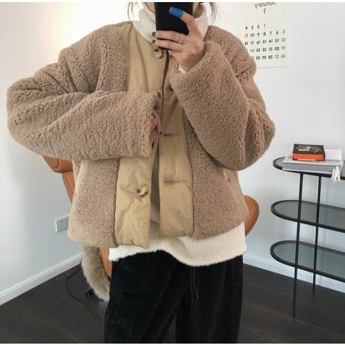 Warm winter woman fur and cotton coat