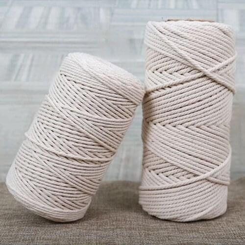 1-10Mm Macrame Rope High Strength Twisted String Cotton Cord for Handmade Natural Beige Rope DIY Home Wedding Accessories Gift
