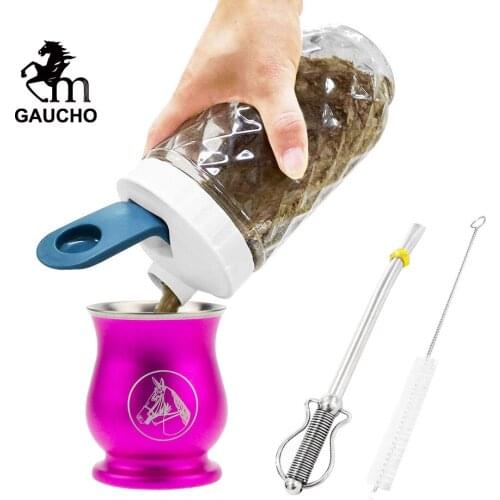 1 PC/Lot Gaucho Yerba Mate Gourds 200 ML Double Wall Heat Insulation With Stainless Straw & Brush Easy Cleaning Hot Sale