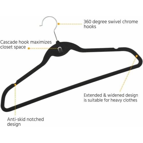 10/20Pcs Non Slip Velvet Suit Clothes Hangers Wardrobe Home Organizer SCIE999