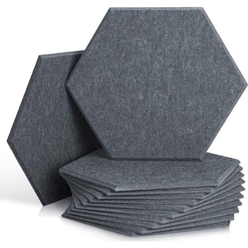 12 Pack Hexagon Acoustic Absorption Panel,Acoustic Panel Beveled Edge Tiles,for Wall Decoration and Acoustic Treatment